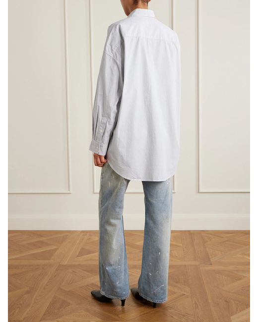 R13 White Oversized Striped Washed-Cotton Oxford Shirt
