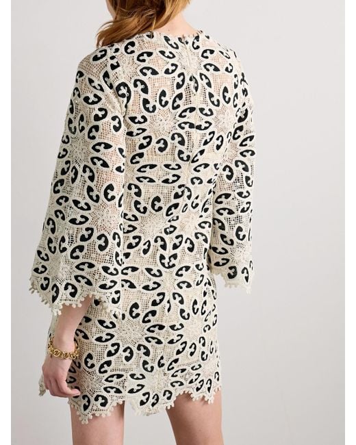 Zimmermann White Ottie Cotton-Blend Guipure Lace Mini Dress