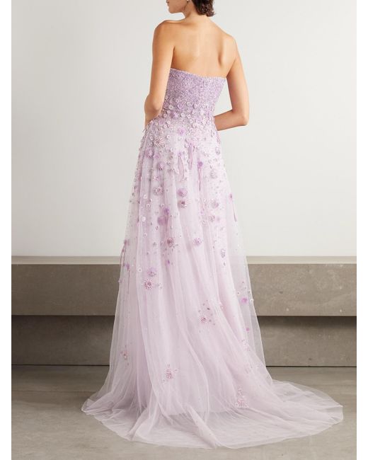 Georges Hobeika Pink Embellished Tulle Gown