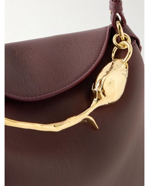Erdem Purple Bloom Große Schultertasche Aus Strukturiertem Leder Mit Verzierung
