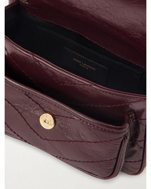 Saint Laurent Red Niki Mini Crinkled-Leather Shoulder Bag