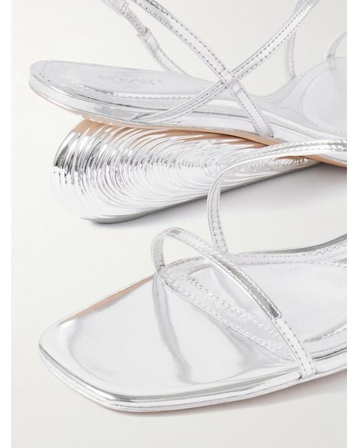 Jonathan Simkhai White Bridget Metallic Leather Wedge Sandals