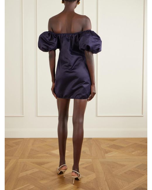Saint Laurent Blue Gathered Cotton Mini Dress