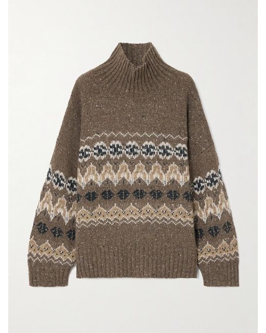 Altuzarra Brown Cecie Fair Isle Wool-Blend Turtleneck Sweater