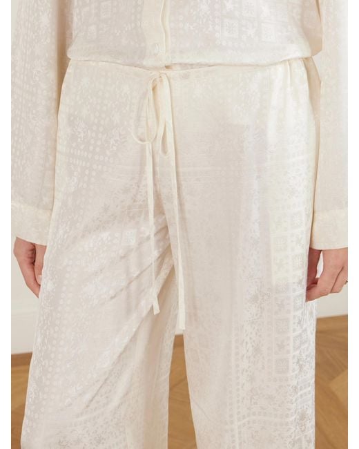 LIBEROWE White Silk-Jacquard Wide-Leg Pants