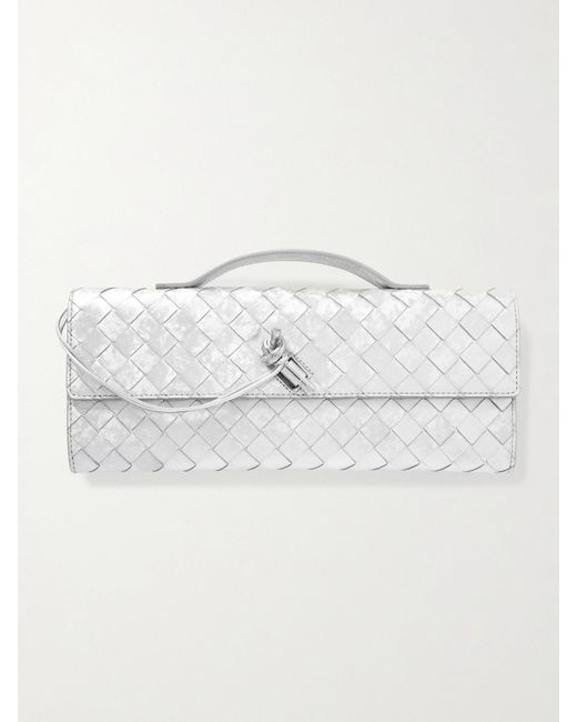 Bottega Veneta Andiamo Long Intrecciato Metallic Leather Clutch