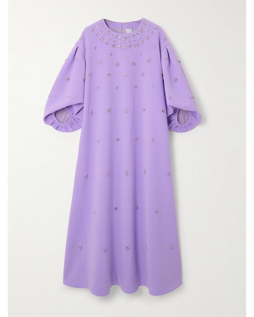 Huishan Zhang Purple Tilda Embellished Recycled-Crepe Gown
