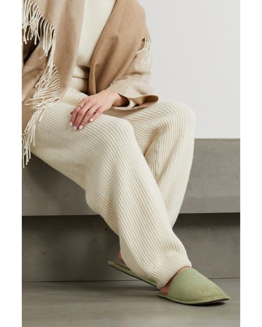 Loewe Green Suede Slippers