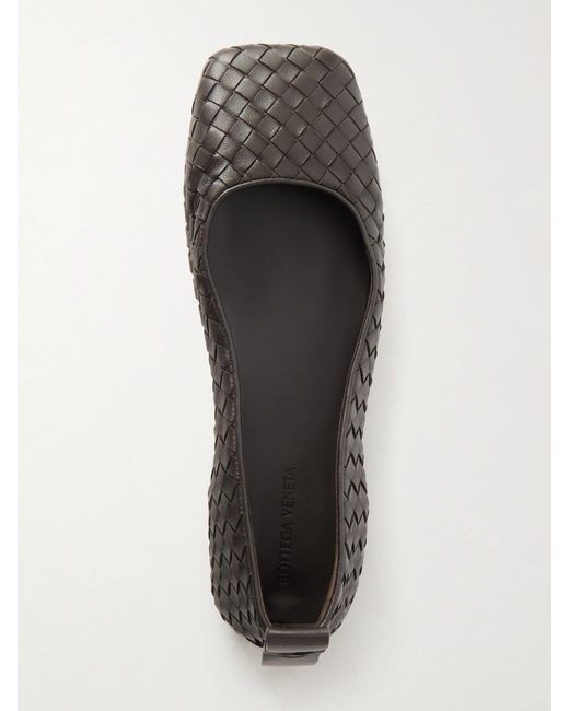 Bottega Veneta White Charlotte Intrecciato Leather Ballet Flats