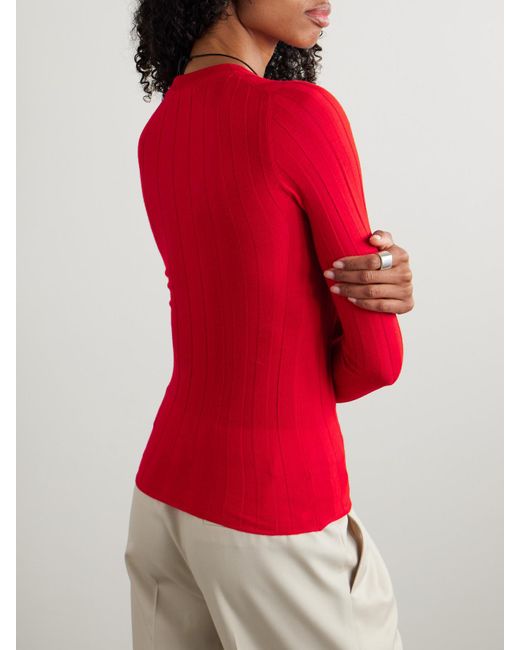 &Daughter Red Ribbed Wool Sweater