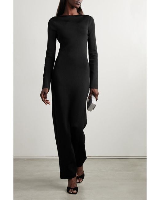 Galvan Black Net Sustain Vega Rückenfreies Maxikleid Aus Stretch-Strick Mit Verzierungen