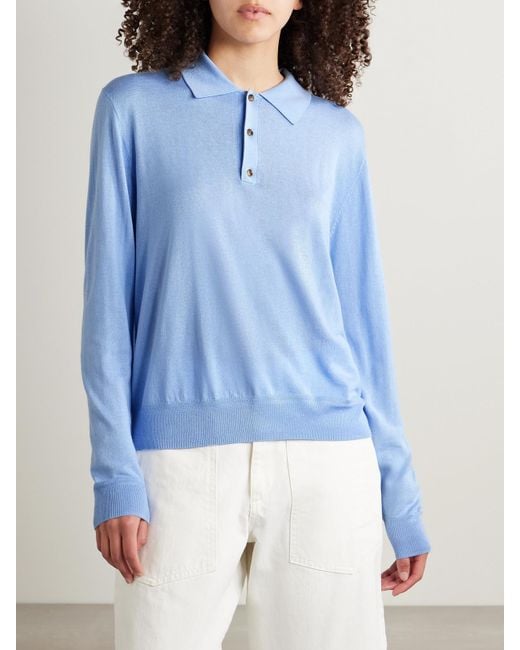 La Ligne Blue Ben Oversized-Pullover Aus Einer Mischung Aus Seide, Wolle Und Kaschmir Mit Polokragen