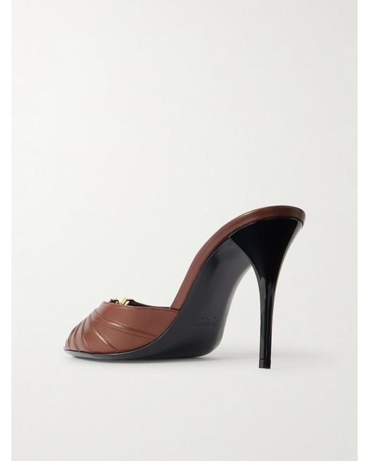 Saint Laurent Brown Babylone 90 Pleated Leather Mules