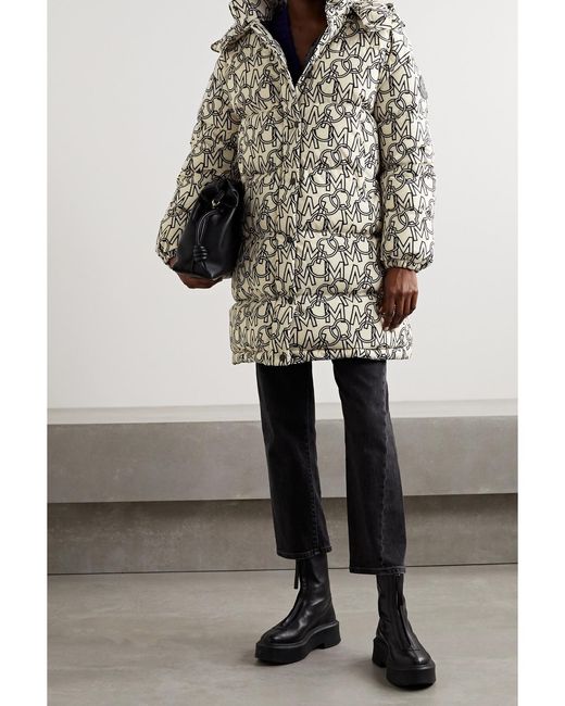 Moncler White Gaou Hooded Printed Quilted Shell Down Coat