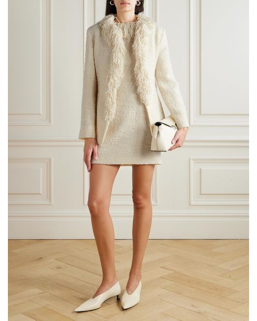 LIBEROWE Natural Soho Fringed Wool-Blend Bouclé-Tweed Mini Dress
