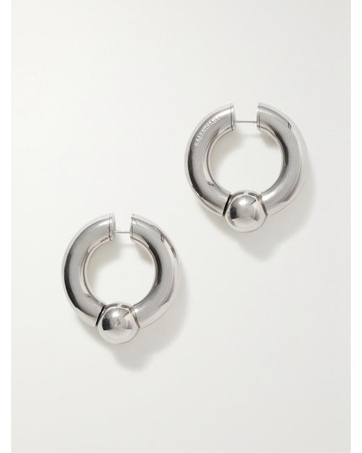 Balenciaga White Mega-Tone Hoop Earrings