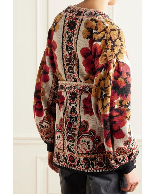 Belted jacquard deals cardigan