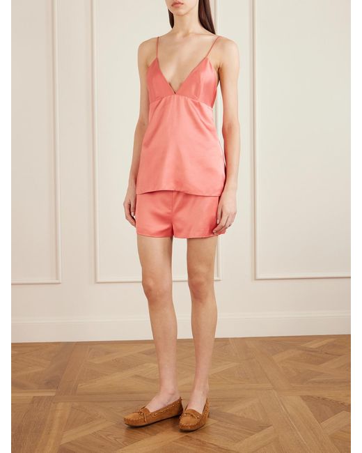 Khaite Pink Robbie Satin-Twill Shorts