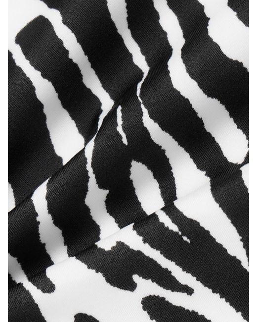 The Attico White Embellished Zebra-Print Swimsuit