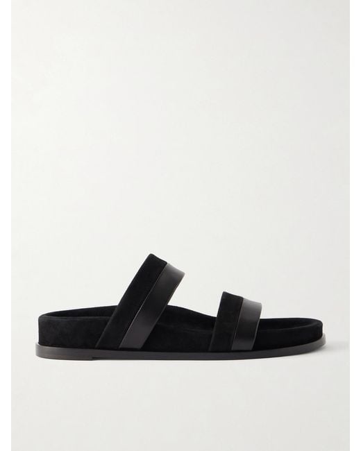 Gabriela Hearst White Low Striker Paneled Suede And Leather Sandals