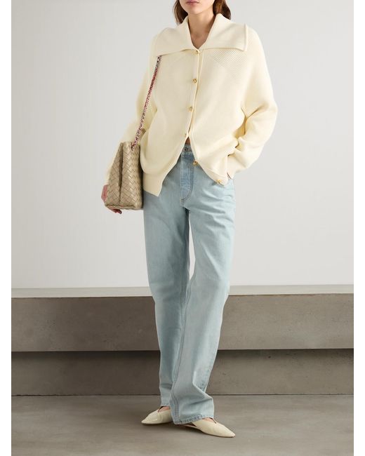 Bottega Veneta Natural Ribbed Cotton Cardigan