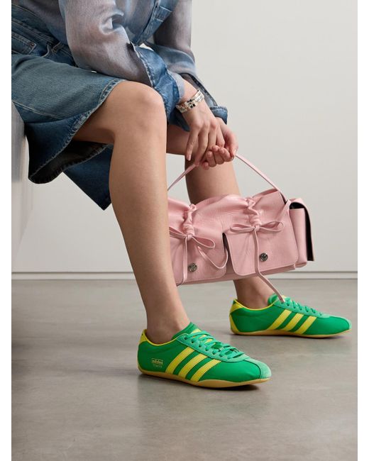 Adidas Originals Green Tokyo Leather And Suede-Trimmed Mesh Sneakers