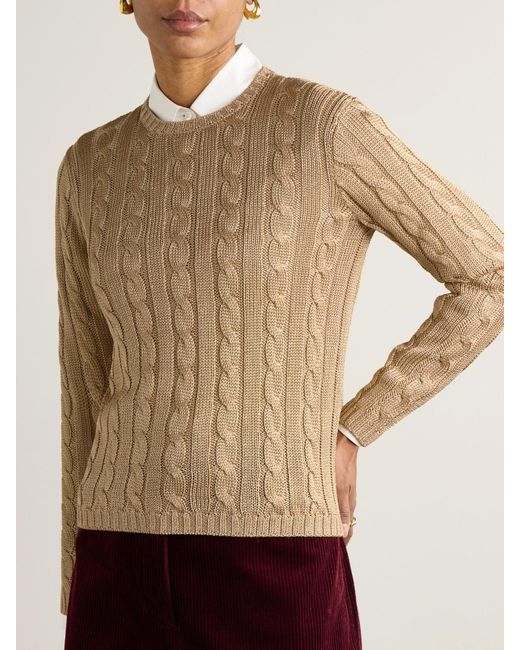 Ralph Lauren Natural Zopfstrickpullover Aus Seide
