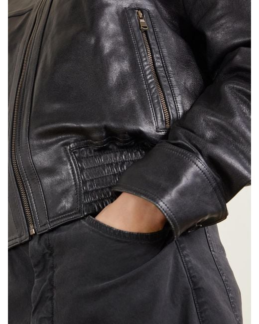 Nili Lotan Black Aime Leather Bomber Jacket