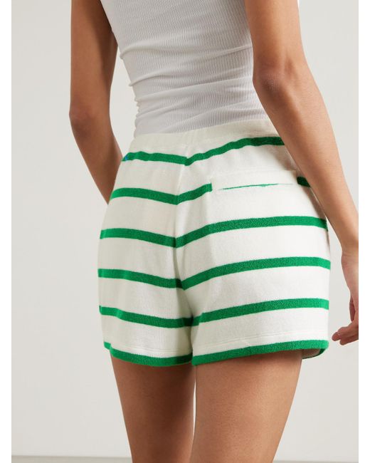 La Ligne Green Shorts Aus Gestreiftem Frottee Aus Einer Baumwollmischung