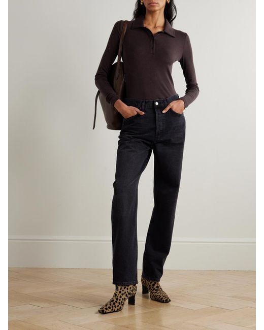 Agolde Brown Amos Stretch-Lyocell Polo Shirt