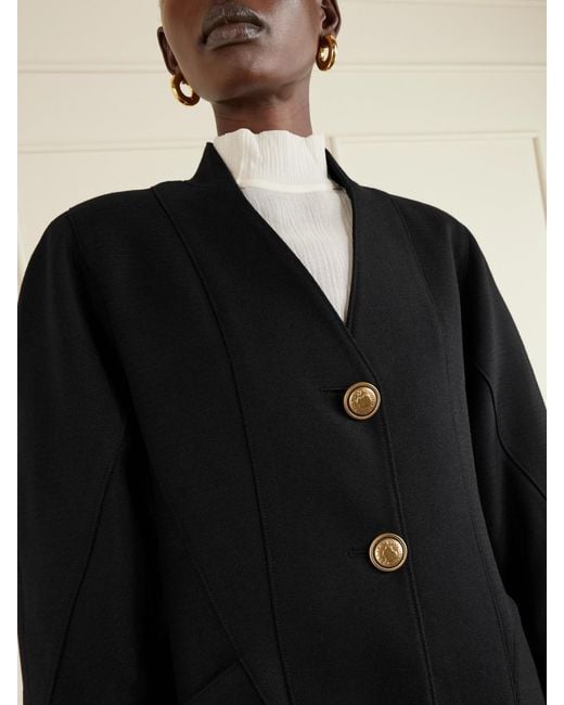 Maison Mayle Black Ines Paneled Wool-Twill Coat