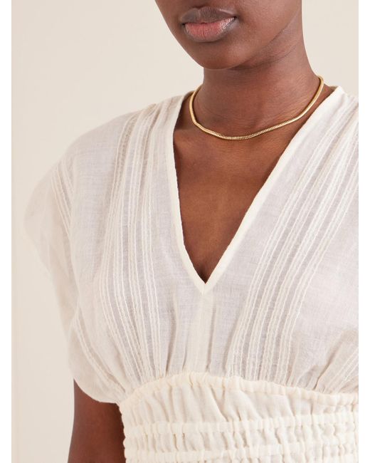 Lemlem White Alia Striped Cropped Cotton Top