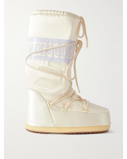 Moon Boot White Icon Pearly Schneestiefel Aus Satin Und Pvc