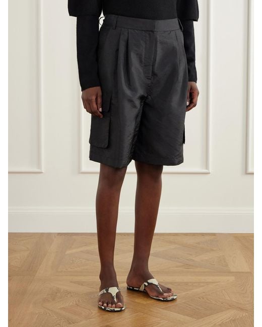 Tibi Gray Stella Shell Shorts