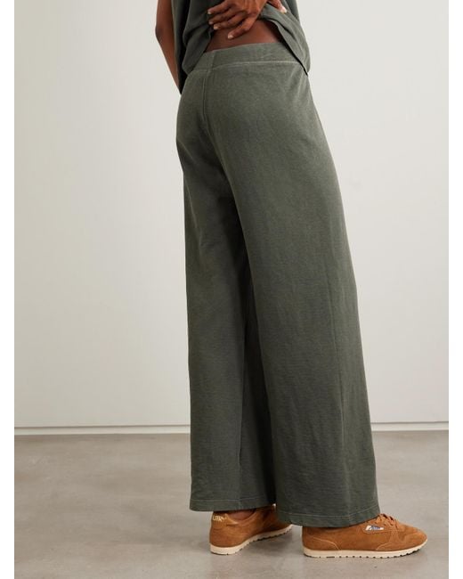 James Perse Green Cotton-Terry Wide-Leg Track Pants