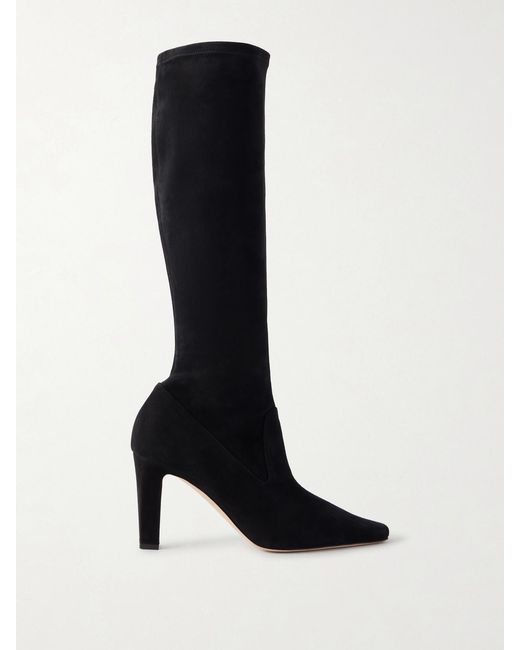 Manolo Blahnik Black Pavisco 90 Suede Knee Boots