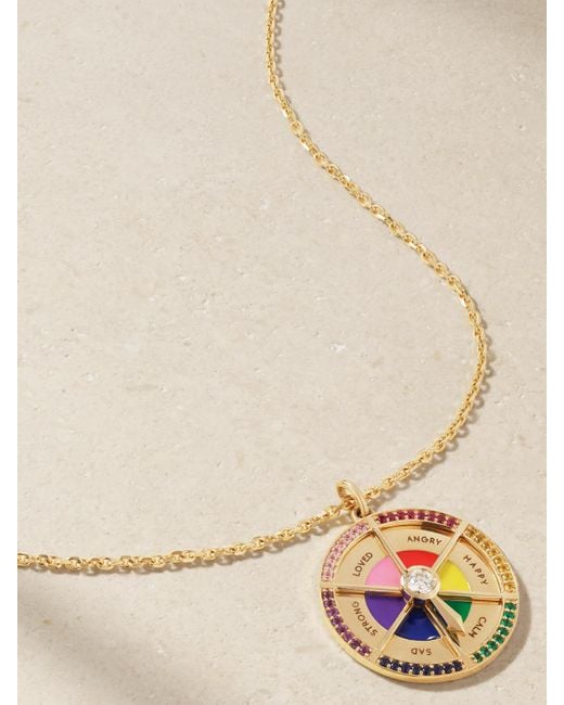 Alison Lou Natural In Your Feels Wheel Kette Aus 14 Karat Mit Emaille Und Mehreren Steinen
