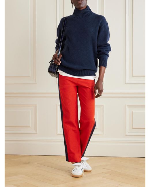 The Elder Statesman Blue Cashmere Turtleneck Sweater