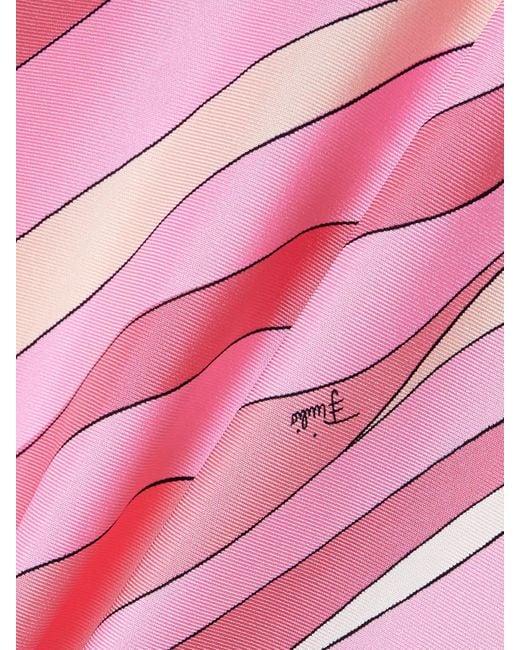 Emilio Pucci Pink Halterneck Printed Silk-Twill Midi Dress