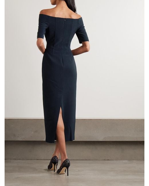 Violante Nessi Blue Lucretia Off-The-Shoulder Cady Gown