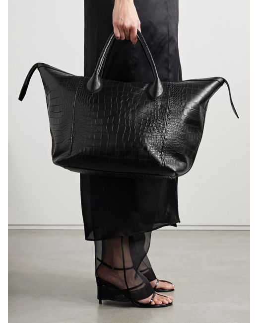 Khaite Black Kasia Mittelgroße Tote Aus Leder Mit Krokodileffekt