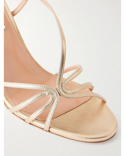 Aquazzura Natural Talk To Me 85 Metallic Leather Sandals