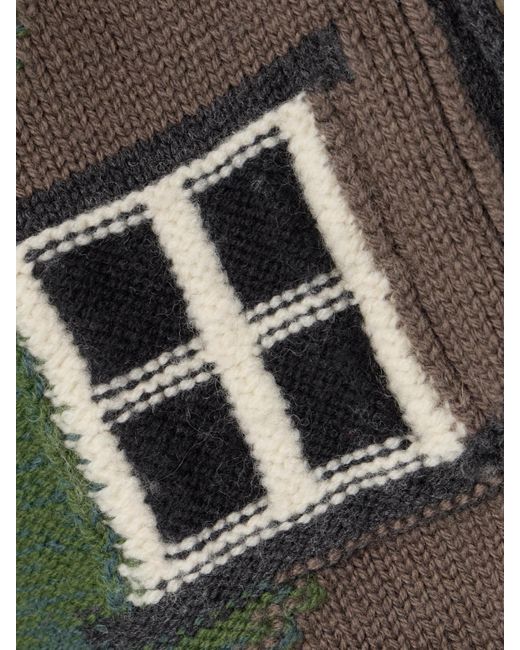 J.W. Anderson Black House Embroidered Intarsia-Knit Merino Wool Cardigan