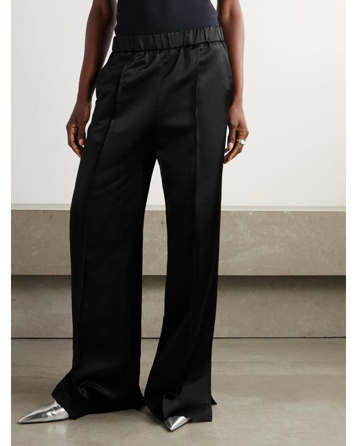 Jil Sander Black Satin Wide-Leg Pants