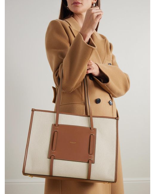 DeMellier London Natural The Capri Leather-Trimmed Canvas Tote