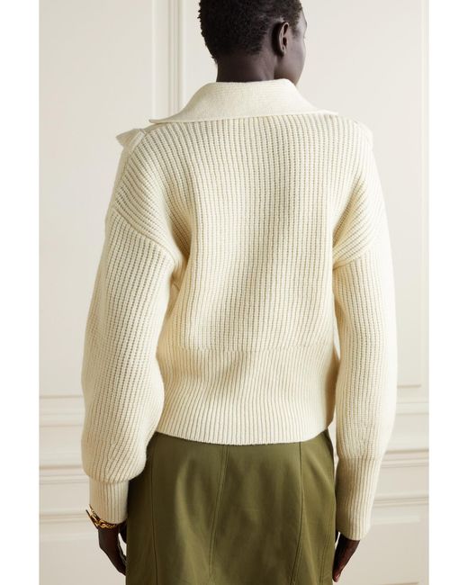 Philosophy Di Lorenzo Serafini Natural Ruffled Ribbed Wool Sweater