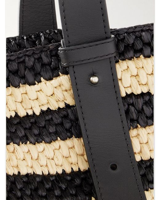 LIE STUDIO Natural The Bianca Large Leather-Trimmed Striped Raffia Tote