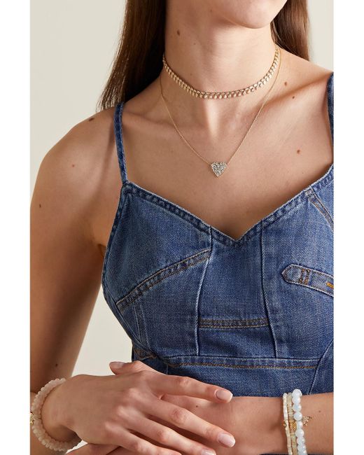 Sydney Evan Metallic Cocktail Heart 14-Karat Diamond Necklace