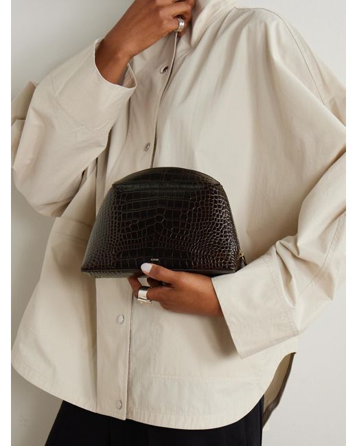 Totême  Black Croc-Effect Leather Clutch