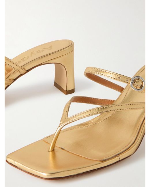 Aeyde Natural Giselle Metallic Leather Sandals